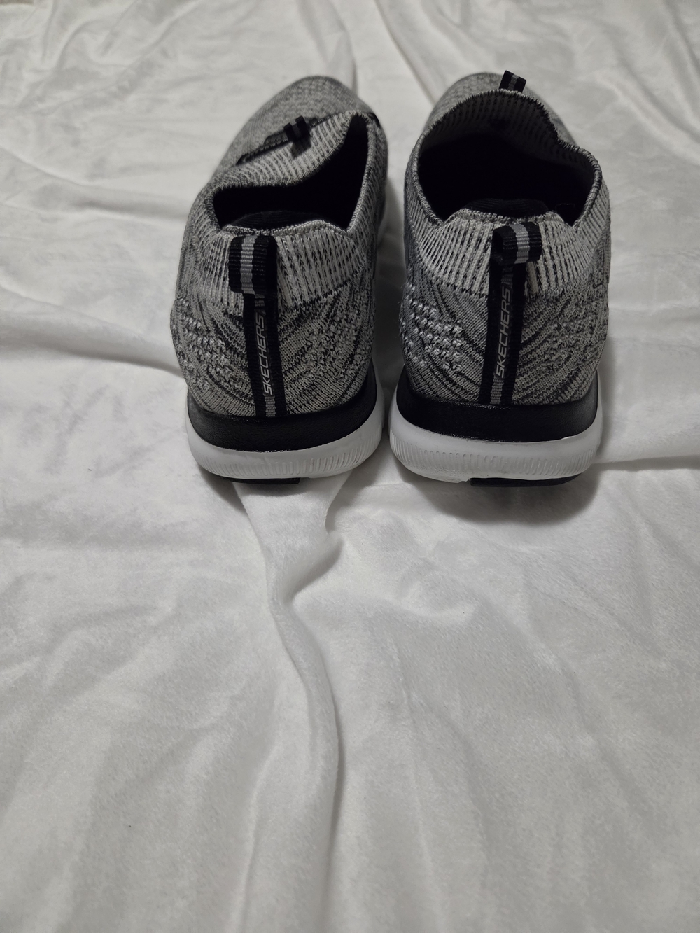 Skechers Women's Slip-On Knit Sneakers - Gray/Black - Picture 2 of 3